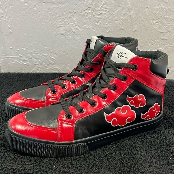 🔥🔥 Naruto Shippuden Run Hi-Top Sneakers Itachi Akatsuki Men Size 10 - PERFECT! - Picture 1 of 12